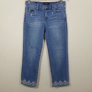 Lucky Brand Orta Premium Sweet Crop Embroidered Stretch Jeans Size 6/28